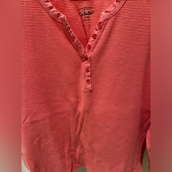 EUC Womens Pink Cabela’s Waffle Knit V Neck Long Sleeve Shirt! - Picture 3 of 7